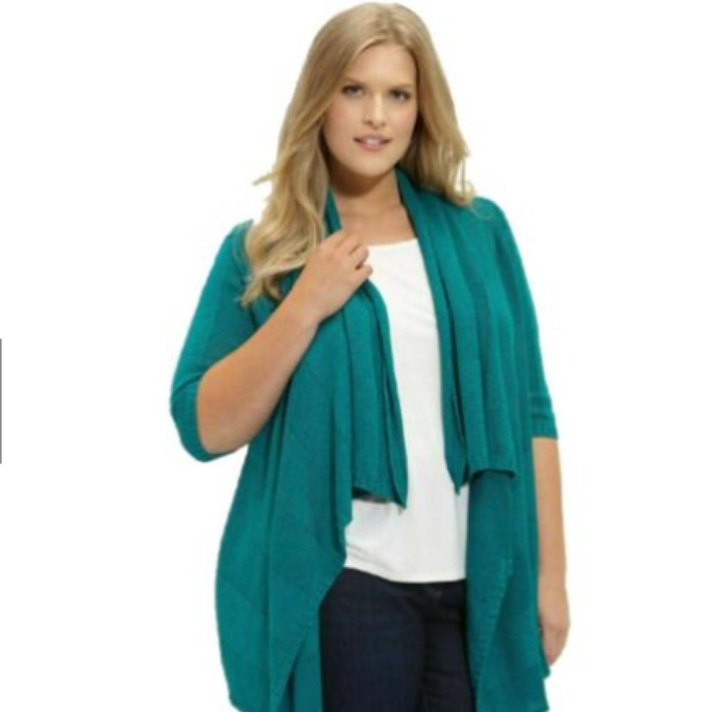 Eileen Fisher Teal Cascade Cardigan Size Medium
